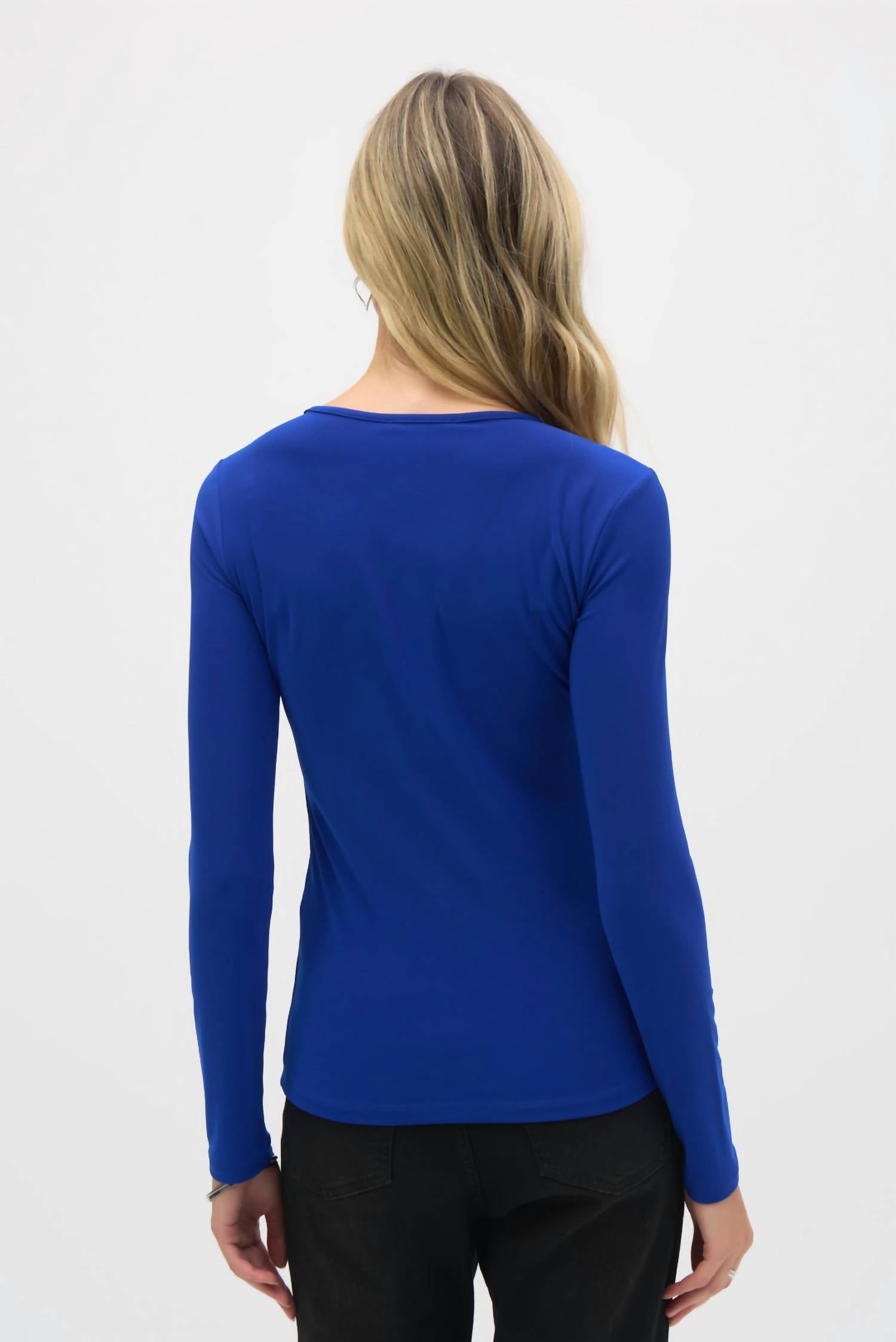 Joseph Ribkoff - Silky Knit And Mesh Fitted Long Sleeve T-shirt