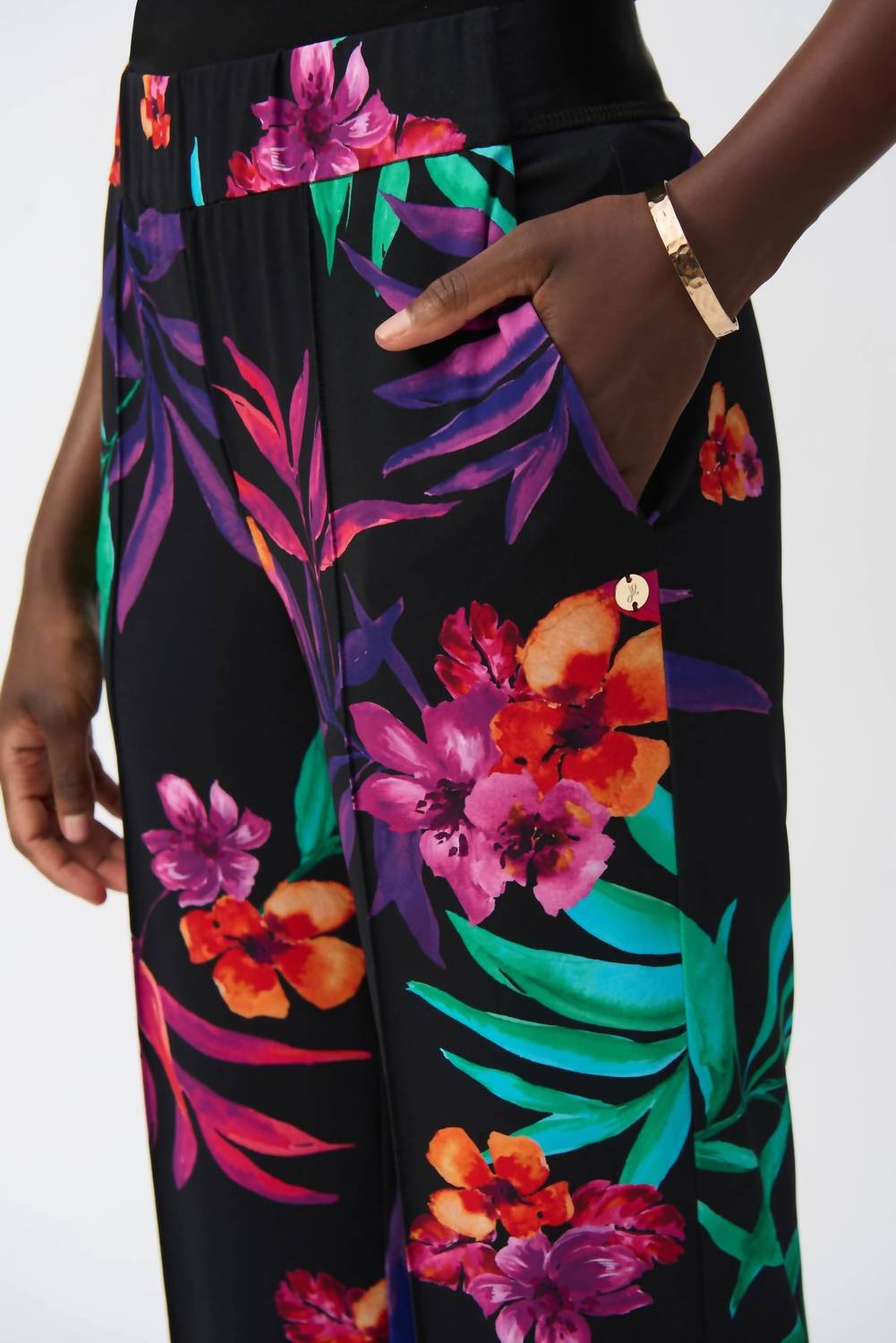 Joseph Ribkoff - Silky Knit Tropical Print Wide Leg Pants