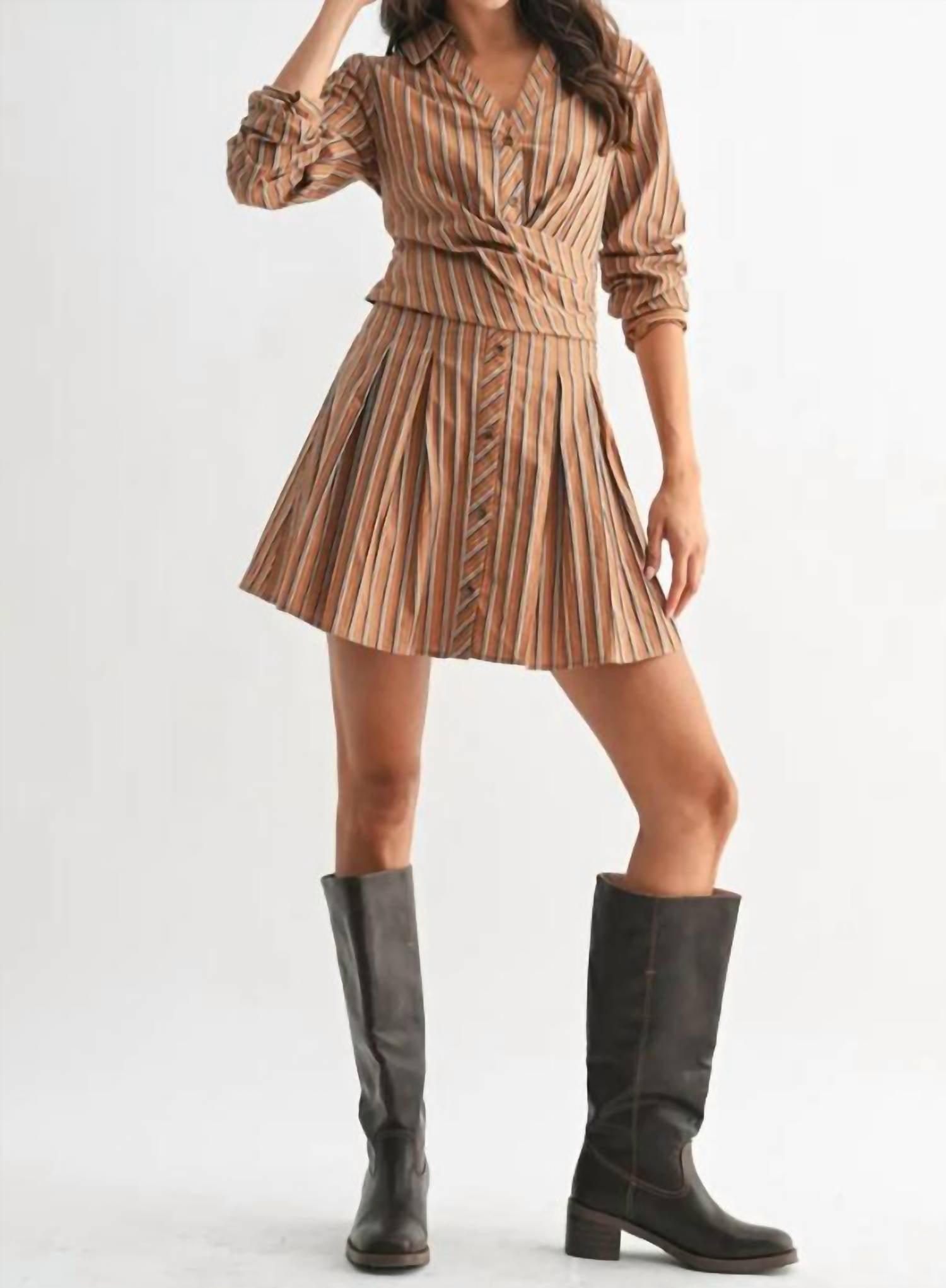 Mint Exclusives - Leanne Striped Collared Shirt Dress