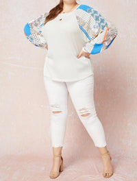 Entro - Mixed Print Long Sleeve Plus Top