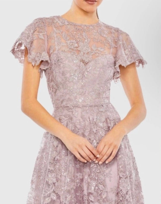 Mac Duggal - Embroidered High Neck Cap Sleeve Dress