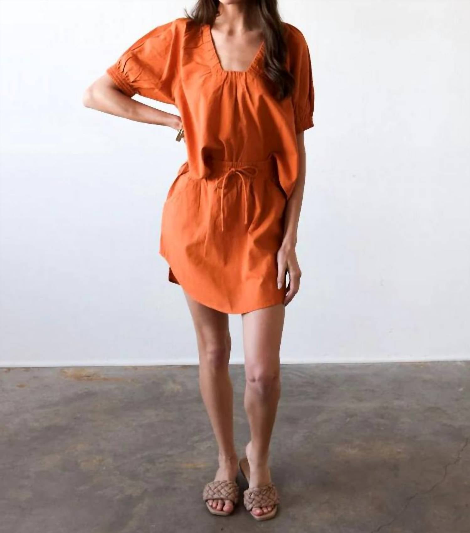Never a Wallflower Marakesh Top in tangerine woven - women's blouse - detail view