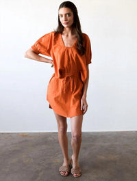 Never a Wallflower Marakesh Top in tangerine woven - women's blouse - alternate view