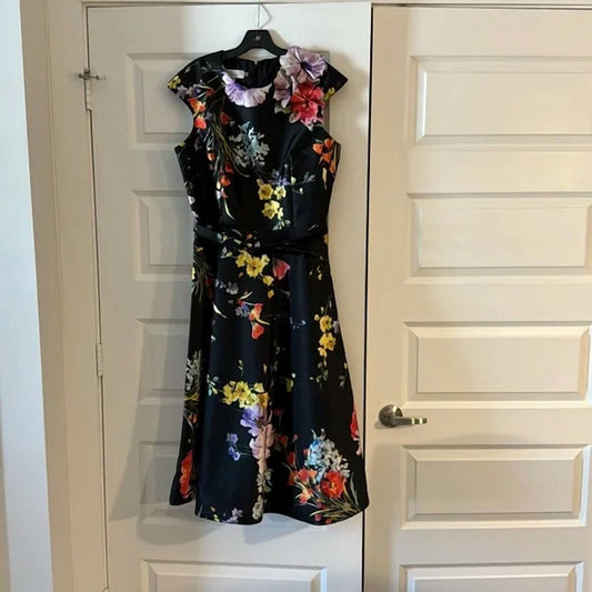 Teri Jon - Floral Cocktail Tea Length Dress