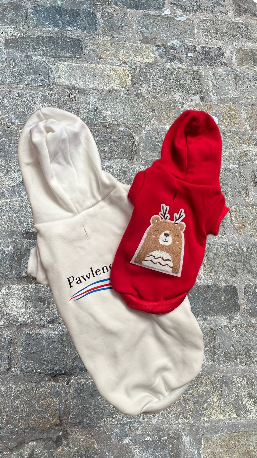 Bark Fifth Avenue Pawlenciaga Pet Drawstring Hoodie in ecru - item - alternate view