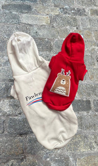 Bark Fifth Avenue Pawlenciaga Pet Drawstring Hoodie in ecru - item - detail view