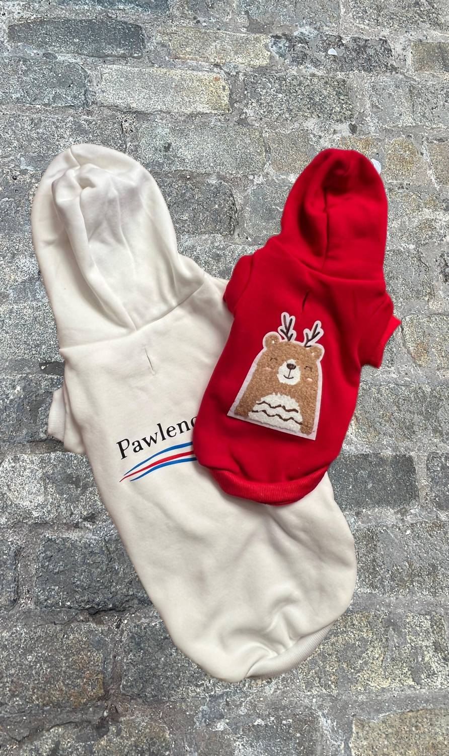 Bark Fifth Avenue Pawlenciaga Pet Drawstring Hoodie in ecru - item - detail view