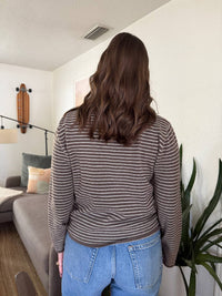 Miou Muse - Asher Stripe Collared Long Sleeve Top