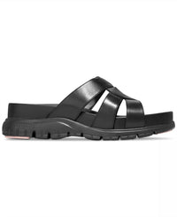 COLE HAAN Women's Zerogrand Slotted Slide Flat Sandals in black - women's sandal - detail view