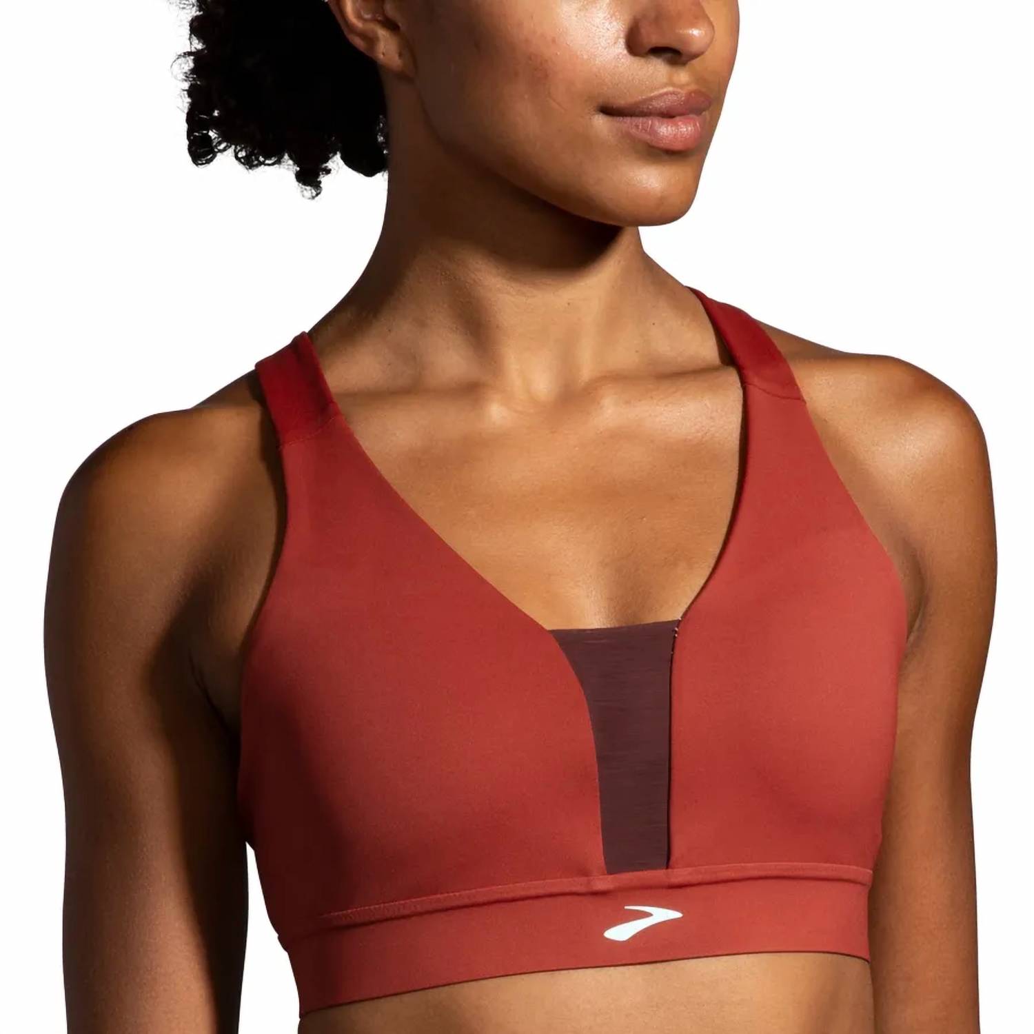 BROOKS Drive Plunge Run Bra in copper run raisin ice blue - women's intimate