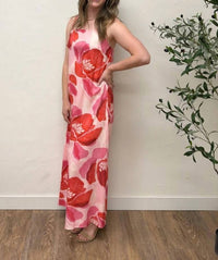 Shop Sevenday - Floral Print Strap Linen Maxi Dress