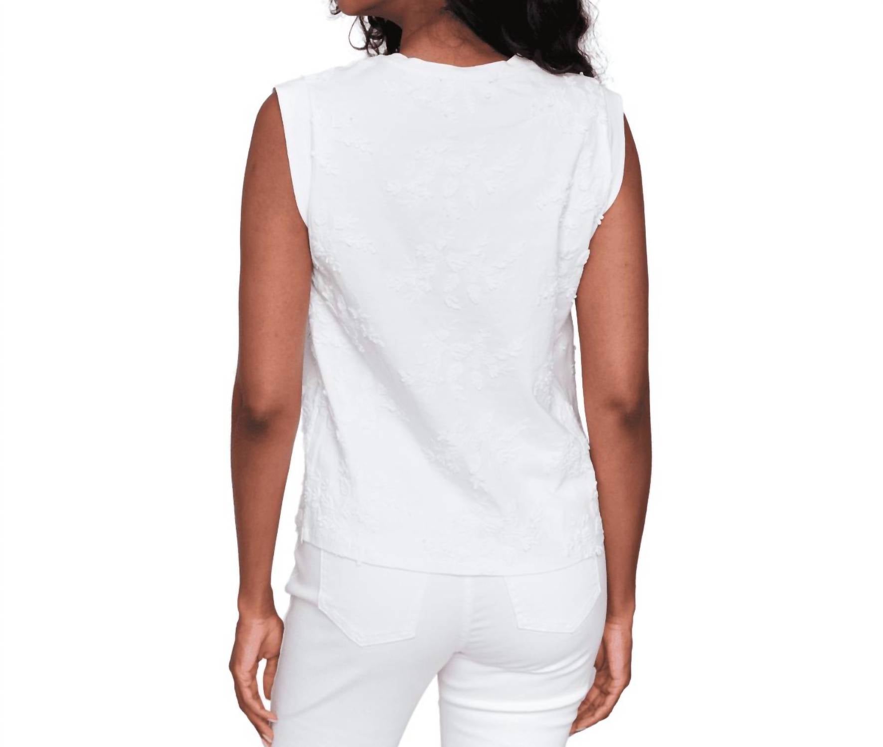 CHARLIE B Embroidered Appliqued Tank Top in white - women's tank top - detail view