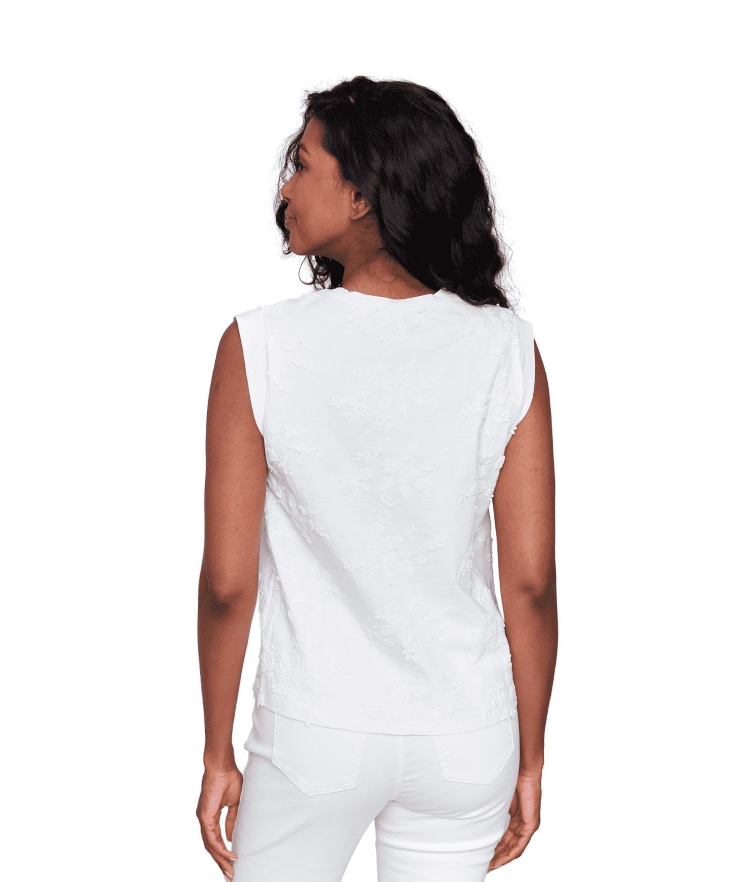 CHARLIE B Embroidered Appliqued Tank Top in white - women's tank top - alternate view