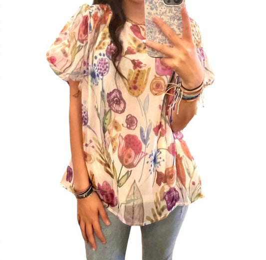 Umgee - Floral Puff Sleeve Top