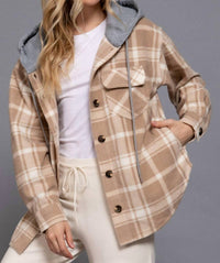 Active Basic - Plaid Hoodie Fleece Jacket