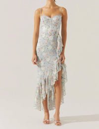 Astr - Brisbane Asymmetrical Floral Midi Dress