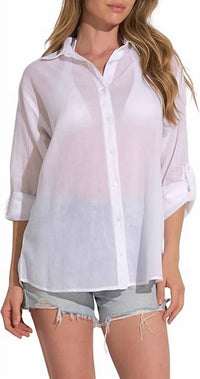 Elan - Long-sleeve Button-down Word Heart Top