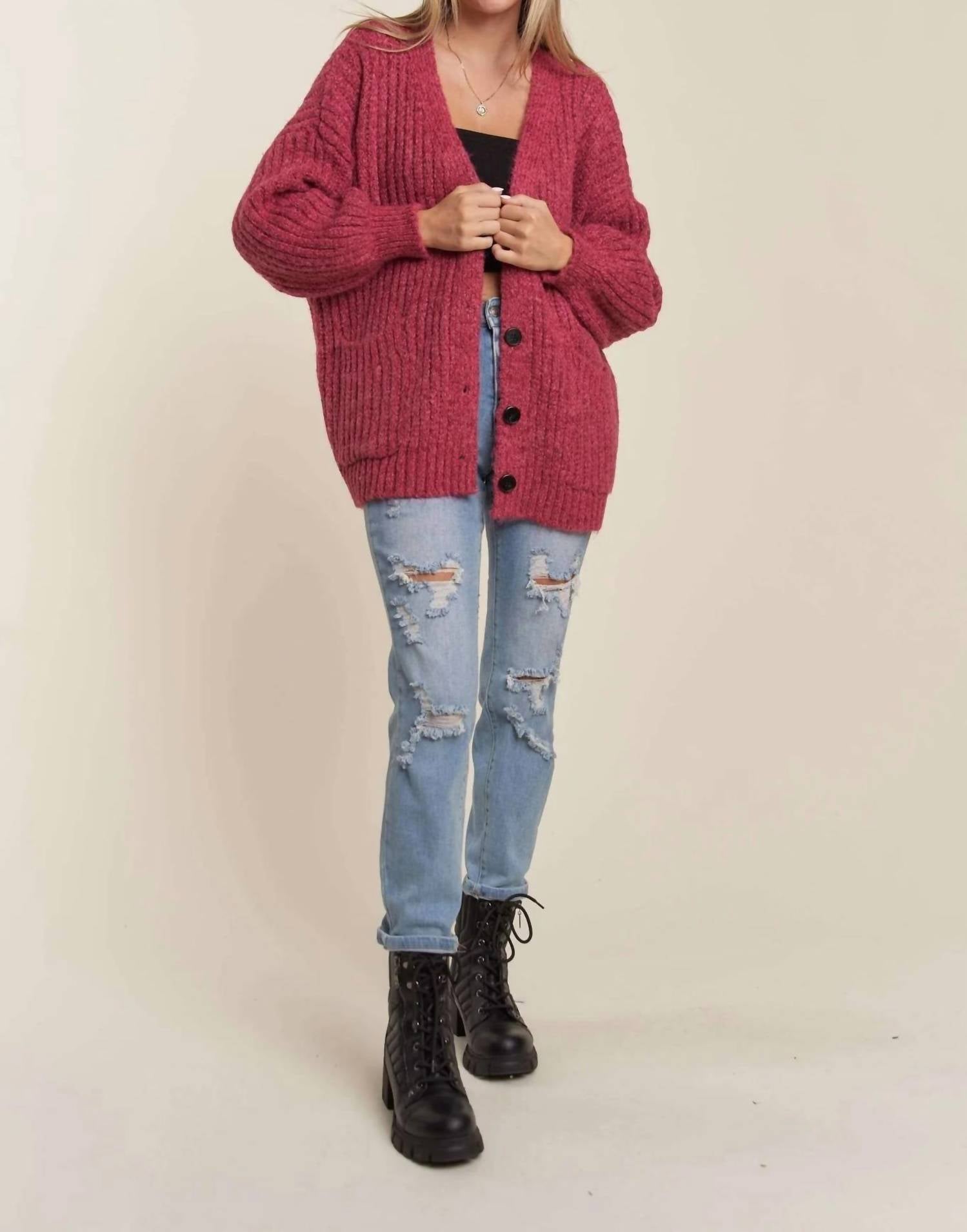 Madelyn - Pretty Chunky-knit Sweater Cardigan