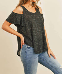 L.A. Hearts - Cold Shoulder Scoop Neck Curved Hem Top