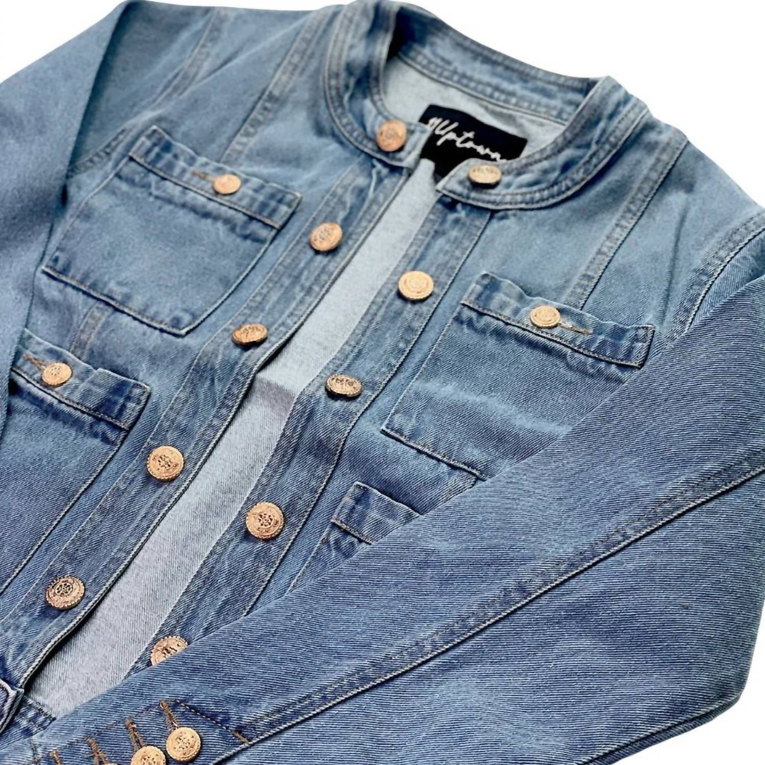 11 Uptown - Collarless Denim Jacket