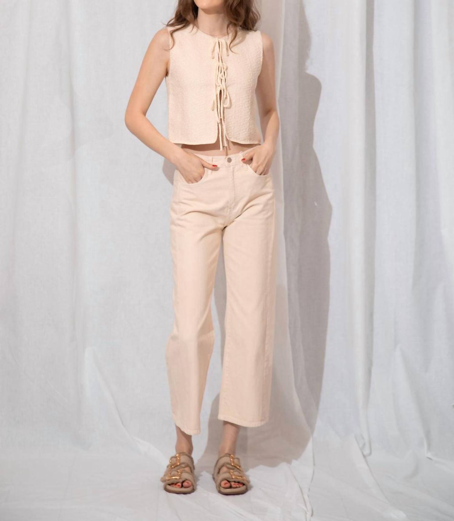 JUST BLACK DENIM Slim Barrel Jean in cream - women's jeans - alternate view