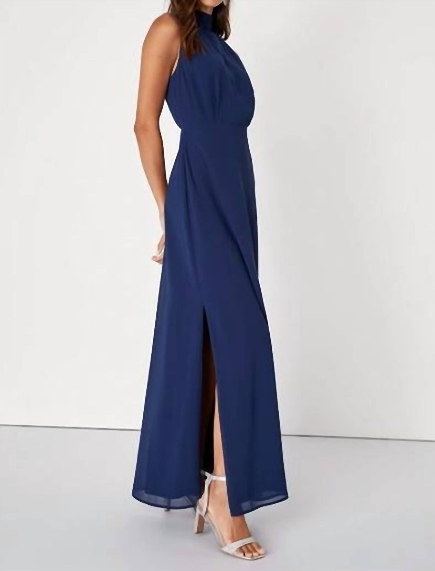 Lulus - Classic Elegance Chiffon Sleeveless Mock Neck Maxi Dress