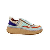 Renato Garini Women's Alexis Patchwork Sneaker in blue sky orange - women's sneaker
