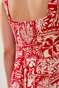 Tribal - Sleeveless Print Jersey V-neck Dress