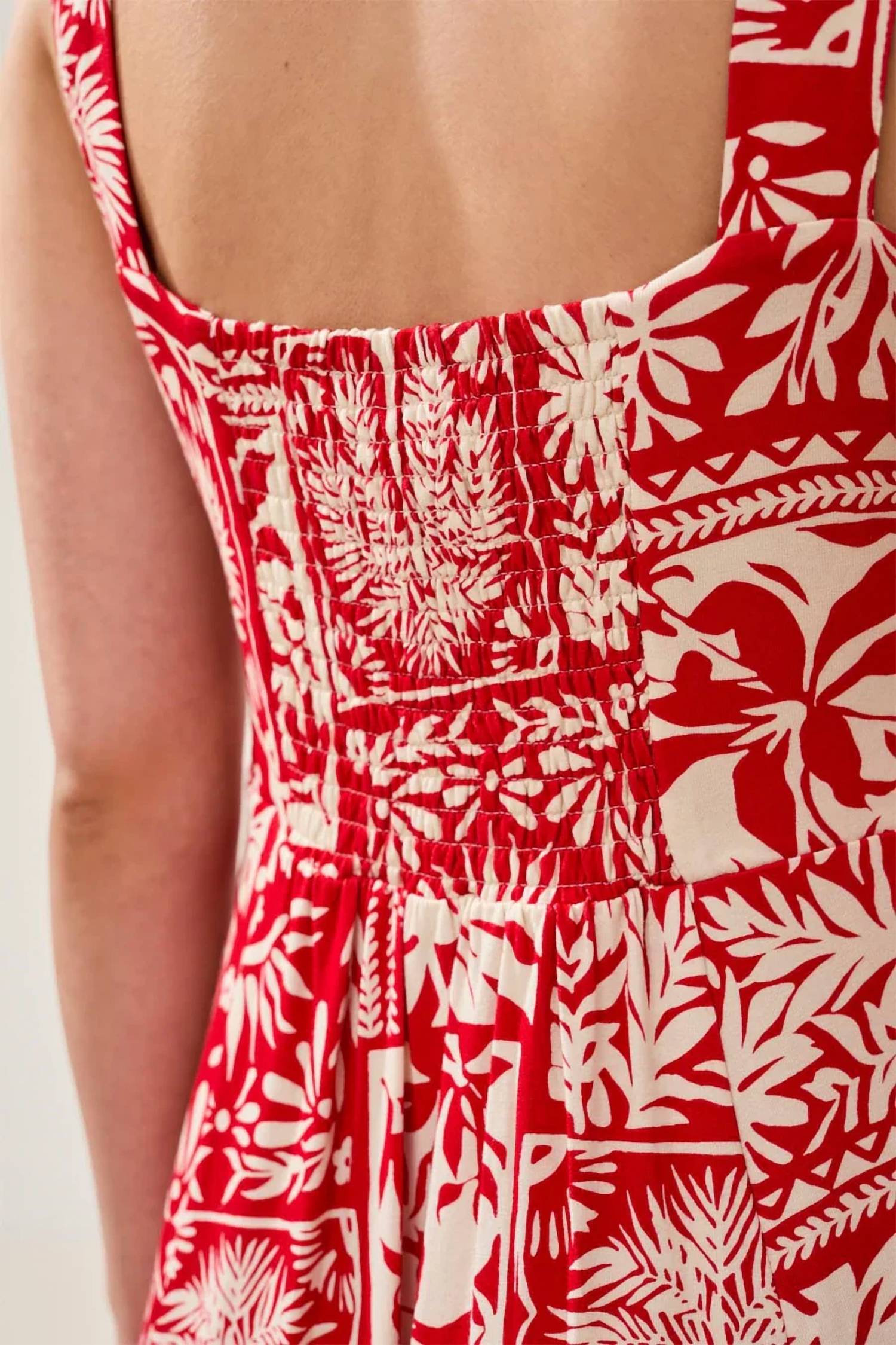 Tribal - Sleeveless Print Jersey V-neck Dress
