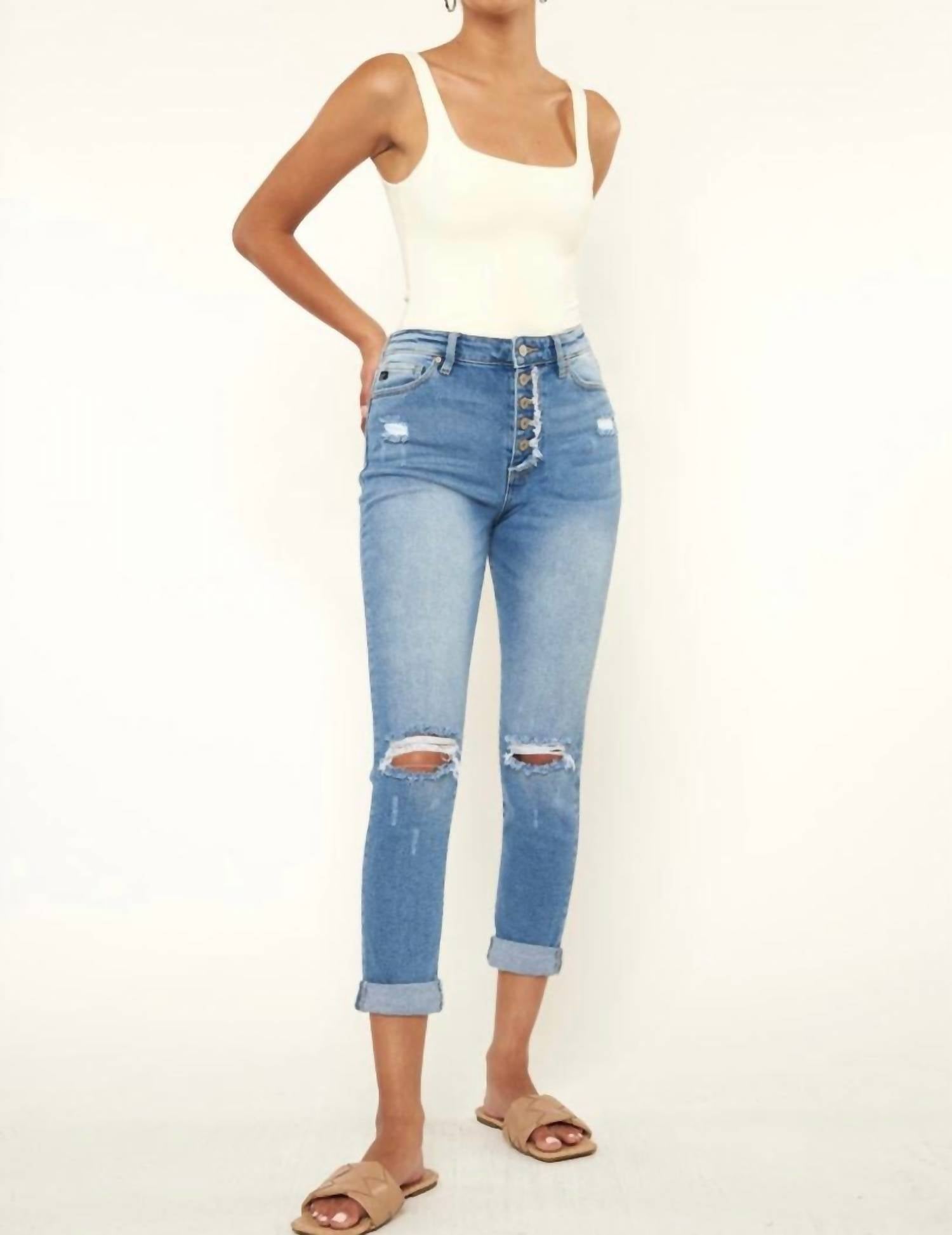 Kancan - The Serena Cuffed High-rise Mom Jeans