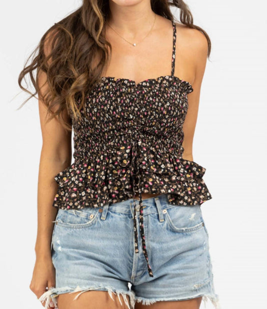 PRINT RUCHED AND SMOCKED TOP CAMI