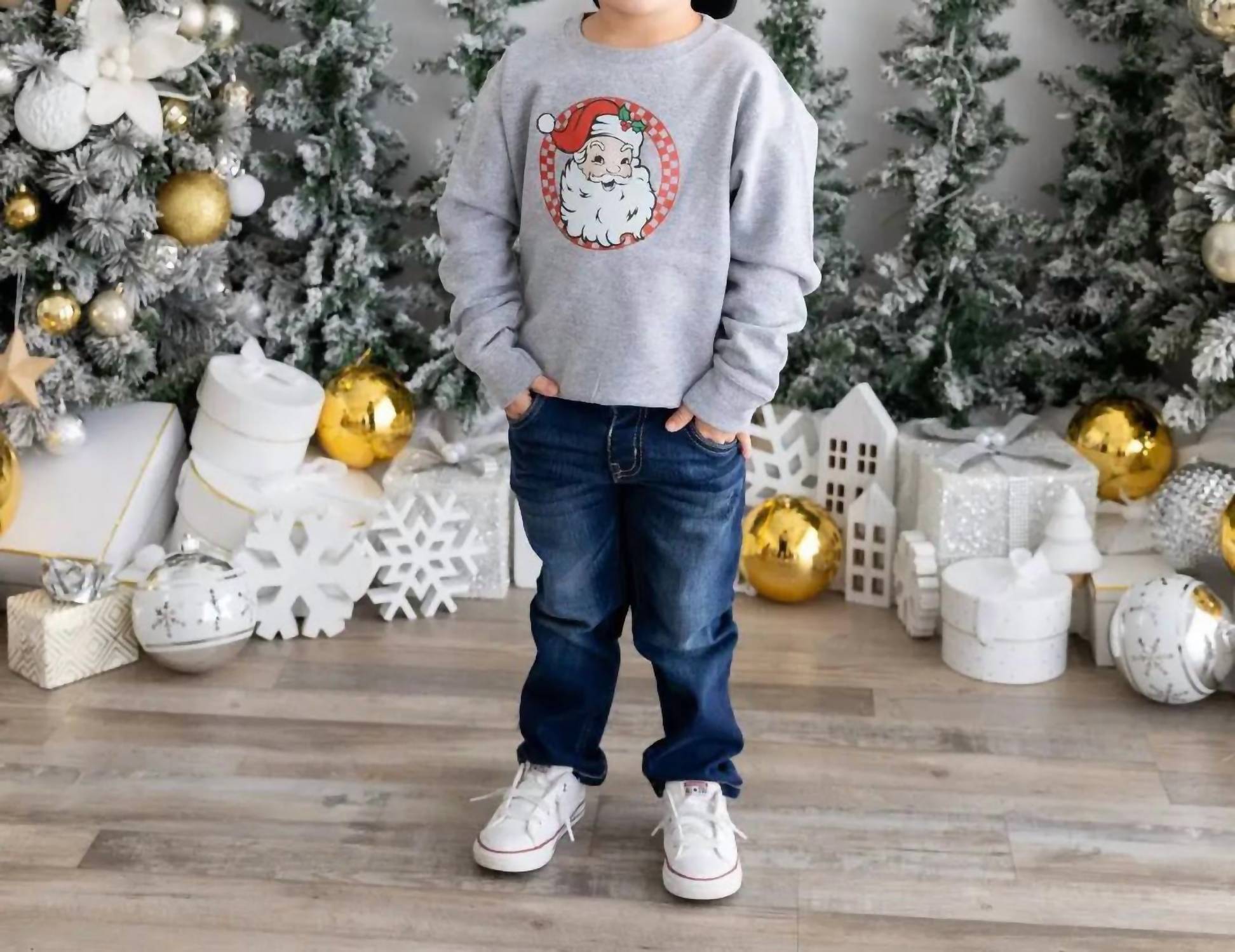 SWEET wink Retro Santa Sweatshirt in light grey - kids' shirt - detail view
