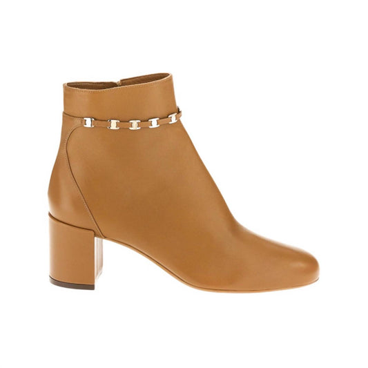 Salvatore Ferragamo - Women's Chain-link Leather Ankle Boots