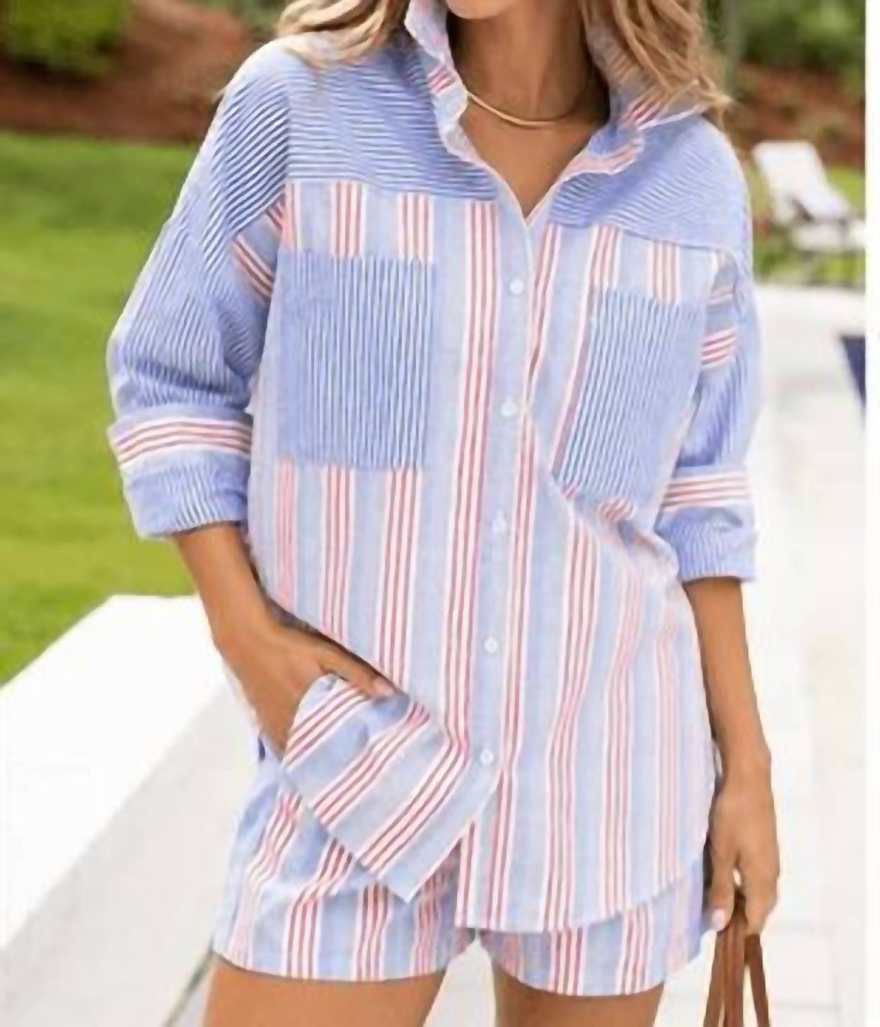 Very J - Boardwalk Striped Top And Short Set