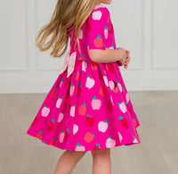 Rufflebutts - Girls Apple of My Eye Short Sleeve Knit Twirl Dress