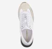 JOHNSTON & MURPHY Men's Briggs Perfed U-throat Leather Sneaker in white - men's sneaker - detail view