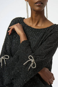 Joseph Ribkoff - Metallic 3/4 Sleeves Boxy Top