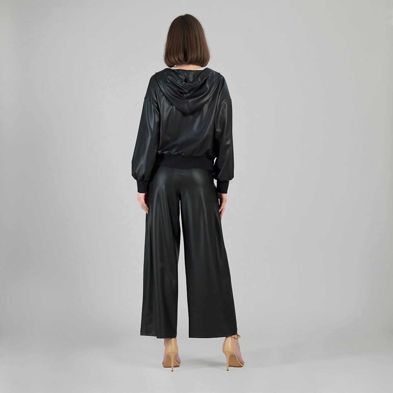 Clara Sun Woo - Liquid Leather Zip Hooded Jacket