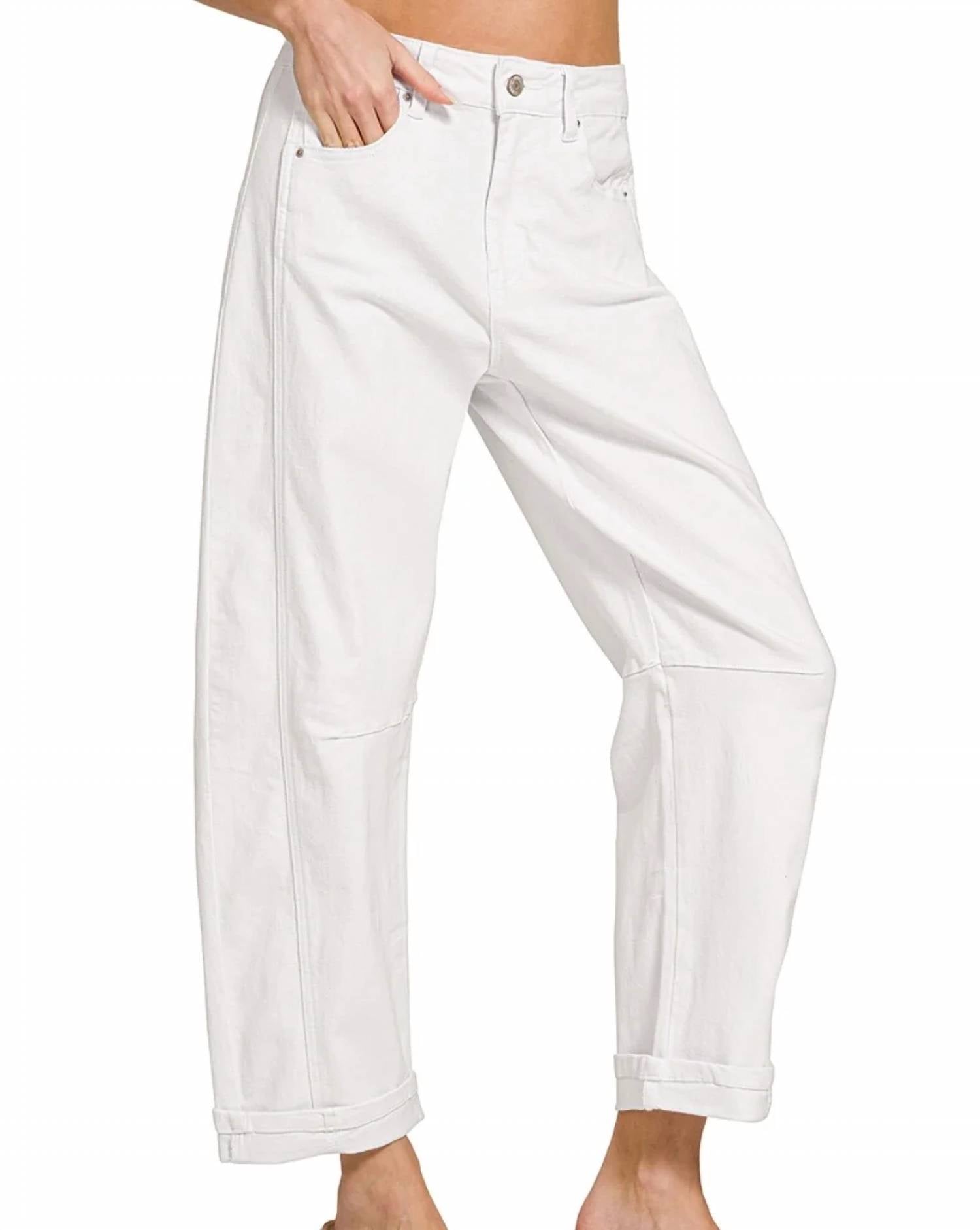 Zenana - Barrel Leg Cropped Denim Jeans