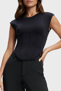 Good American - Light Weight Scuba Corset Tee