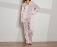 The Sleep Code Women's Printed Organic Pima Cotton Long Pj Set in rose quartz floral - women's item