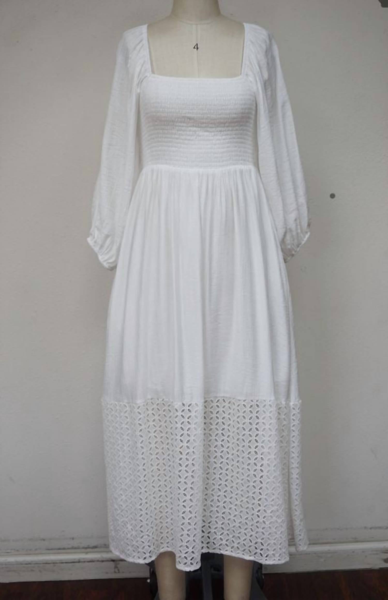 Hem & Thread - Tammy Eyelet Squareneck Midi Dress