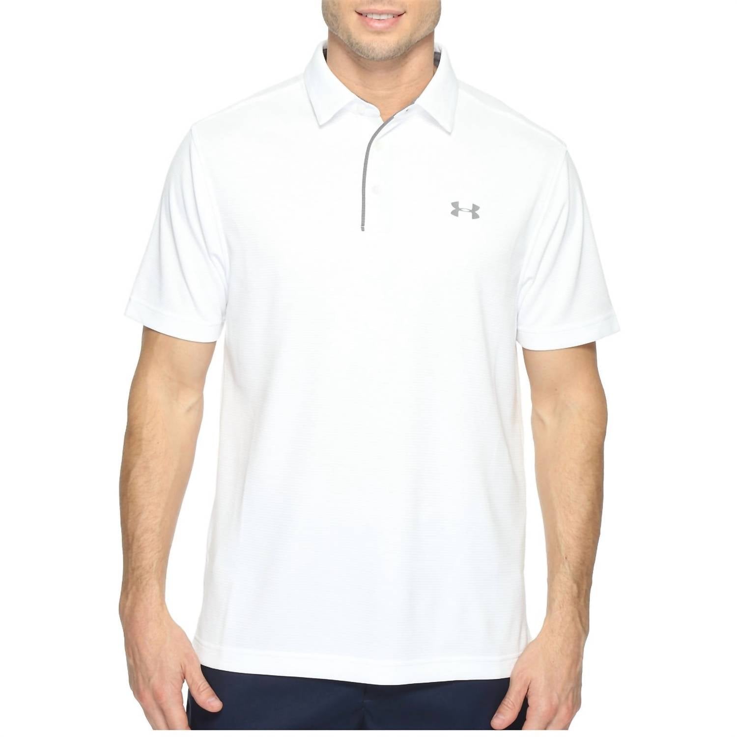 UNDER ARMOUR Tech Button Up Placket Polo in white - men's shirt