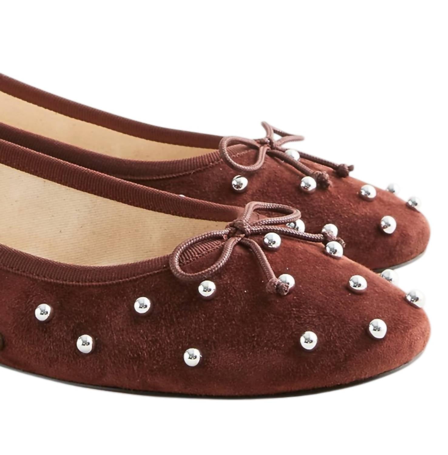 J.Crew J. Crew Suede Round Toe Andi Ballet W Studs Warmed Walnut Us W9 Cm926 in brown - women's flats - alternate view
