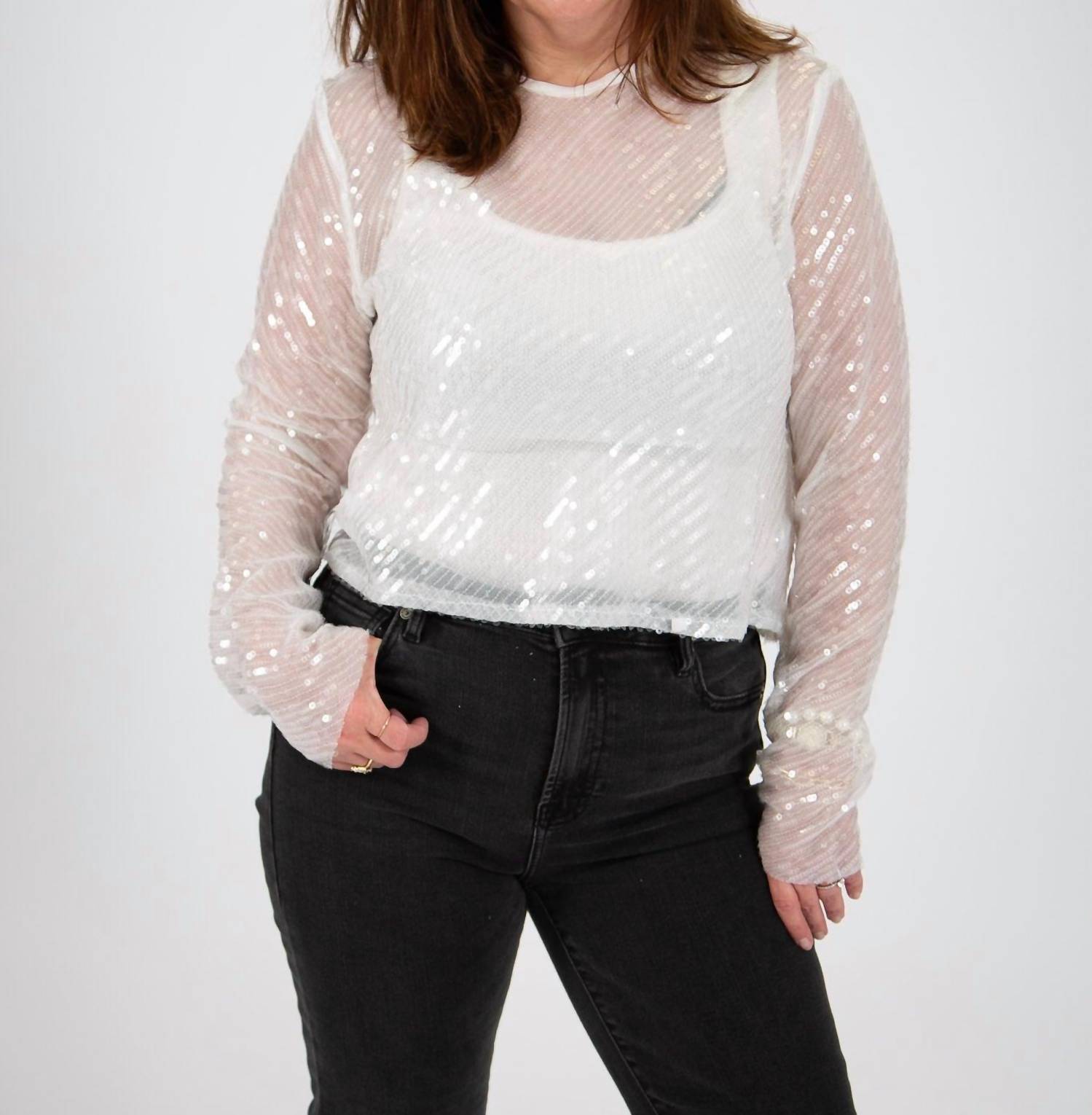 Idem Ditto - Diagonal Sequin Crop Top