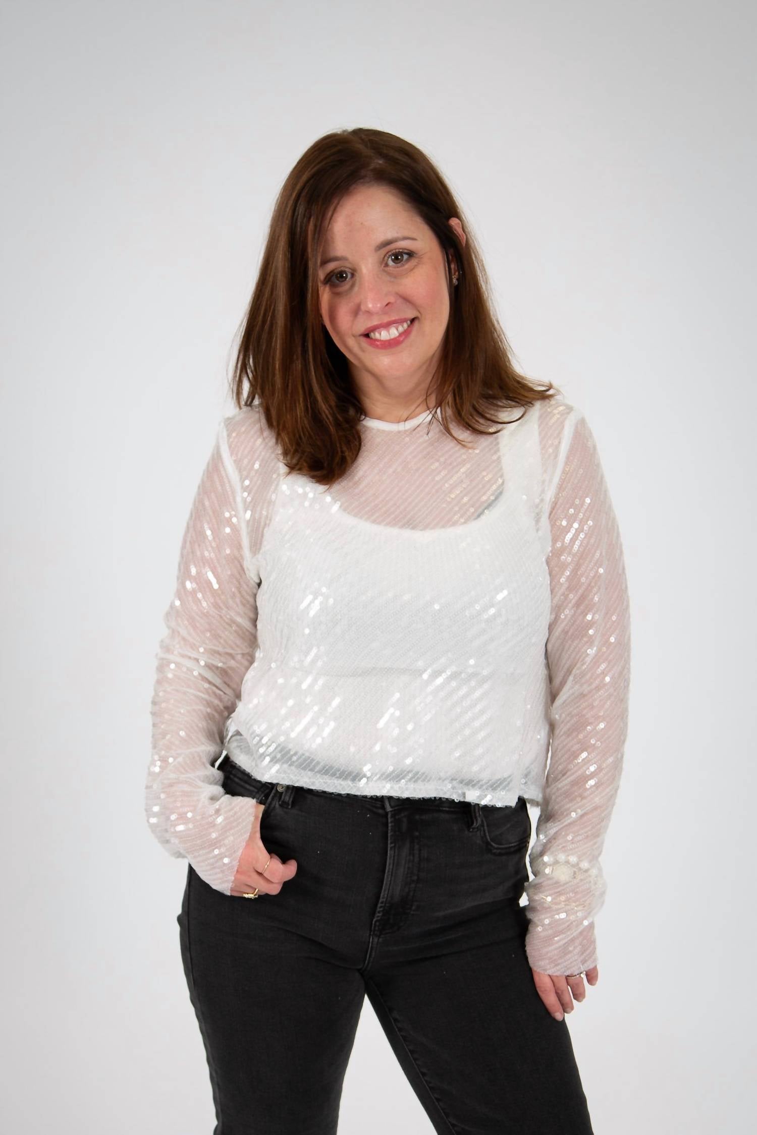 Idem Ditto - Diagonal Sequin Crop Top