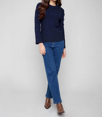 Charlie B - Ribbed Crew Neck Sweater With Buttons Details