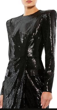 Mac Duggal - Long Sleeve Mini Sequin Dress