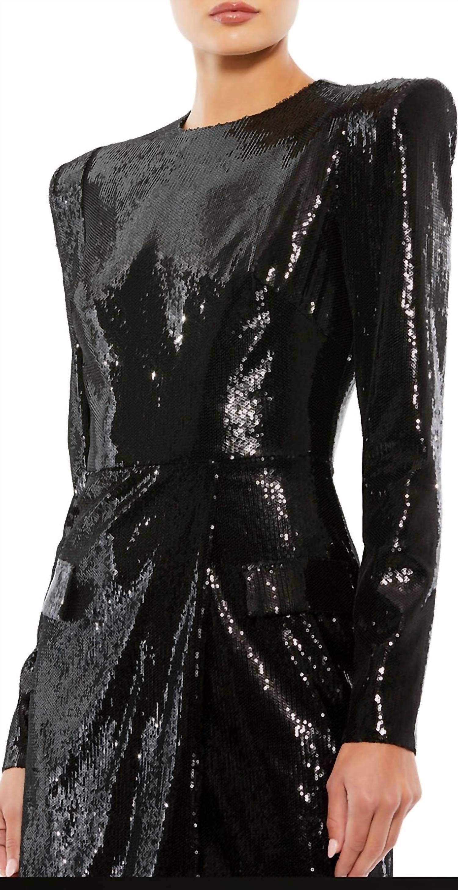 Mac Duggal - Long Sleeve Mini Sequin Dress