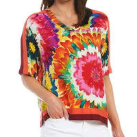 Tru Luxe - Tie Dye Top With Rib Trim